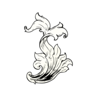 traditional hand drawn floral swirl png