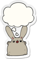 cartoon rabbit with thought bubble as a printed sticker png