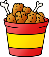 mão desenhado gradiente desenho animado rabisco balde do frito frango png