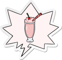 tekenfilm milkshake met toespraak bubbel sticker png