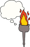 cartoon flaming chalice with thought bubble png