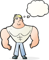 cartoon body builder with thought bubble png