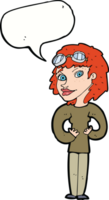 cartoon aviator woman with speech bubble png