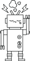 line drawing cartoon of a crying robot png