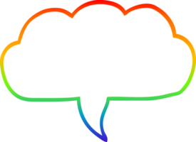 rainbow gradient line drawing of a cartoon cloud speech bubble png