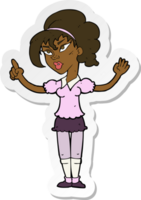 sticker of a cartoon woman with idea png