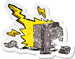 retro distressed sticker of a cartoon computer game png