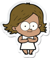 sticker of a happy cartoon girl png