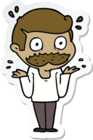 adesivo de um homem de desenho animado com bigode chocado png