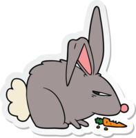 sticker of a cartoon annoyed rabbit png