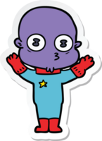 sticker of a cartoon weird bald spaceman png