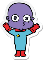 adesivo de um astronauta careca estranho de desenho animado png