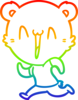 arco iris degradado línea dibujo de un corriendo oso dibujos animados png