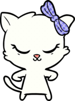 cute cartoon cat with bow png