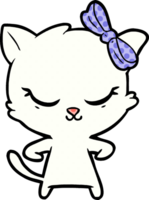 lindo gato de dibujos animados con arco png