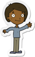 sticker of a cartoon happy boy png