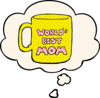 worlds best mom mug with thought bubble in comic book style png