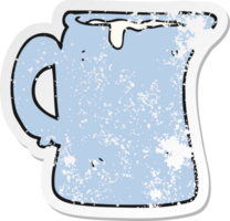 retro distressed sticker of a cartoon milk jug png