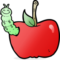 cartoon apple with bug png