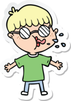 sticker of a cartoon boy wearing spectacles png