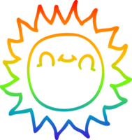 rainbow gradient line drawing of a cartoon happy sunshine png