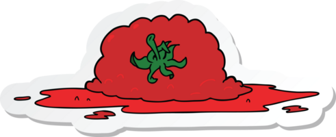 sticker van een cartoon geplette tomaat png