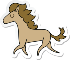 sticker of a quirky hand drawn cartoon running horse png