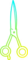 cold gradient line drawing of a cartoon barber scissors png