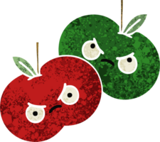 retro illustration style cartoon of a juicy apple png