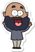 sticker of a cartoon crazy happy man with beard png