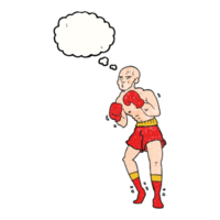 mão desenhado pensamento bolha texturizado desenho animado boxer png