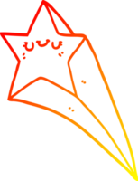 warm gradient line drawing of a cartoon shooting star png