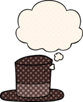 cartoon top hat with thought bubble in comic book style png