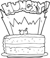 main tiré noir et blanc dessin animé gâteau png