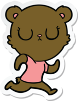 sticker of a peaceful cartoon bear running png