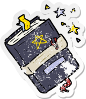 distressed sticker of a cartoon book of spells png