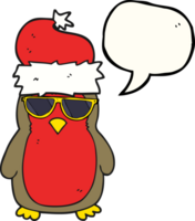 mão desenhado discurso bolha desenho animado legal Natal robin png