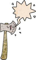 cartoon axe with speech bubble in retro texture style png