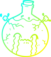 cold gradient line drawing of a cartoon cracking potion png