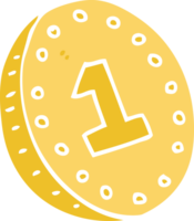 flat color style cartoon coin png