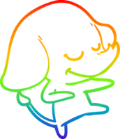 arco iris degradado línea dibujo de un dibujos animados sonriente elefante png