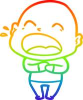 rainbow gradient line drawing of a cartoon shouting bald man png