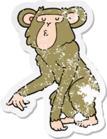 distressed sticker of a cartoon chimpanzee png