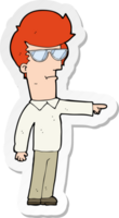 sticker of a cartoon man in glasses pointing png