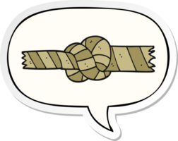 cartoon knotted rope with speech bubble sticker png
