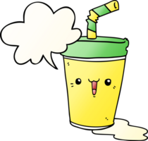 cute cartoon soda with speech bubble in smooth gradient style png