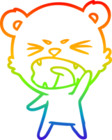 arco iris degradado línea dibujo de un enojado dibujos animados oso png