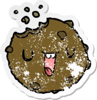 distressed sticker of a cartoon cookie png