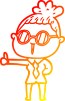 warm gradient line drawing of a cartoon woman wearing spectacles png