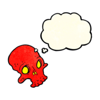 cartoon spooky skull with thought bubble png